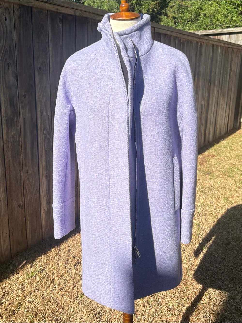 J. Crew Lavender Stand-Collar Wool Stadium Cloth Nello Gori